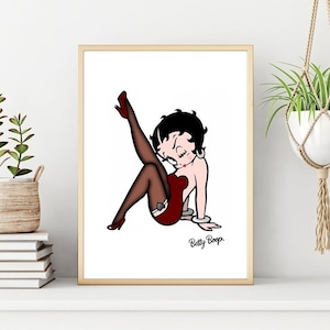 Betty Boop Poster, Betty Boop Print, Vintage Betty Boop Wall Print, Printable Cartoon Character Wall Art, Digital Download Unique Gift.