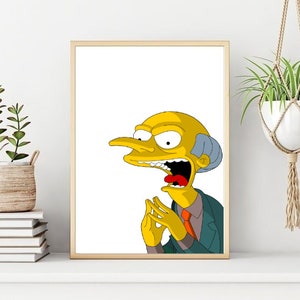 The Simpsons Mr Burns Poster/Print, Classic Comic/Cartoon Wall Print, Printable Wall Art, Instant Digital Download. Unique Gift.