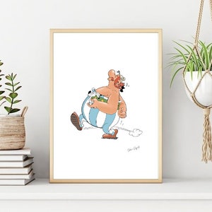 Obelix & Dogmatix Poster/Print, Asterix Classic Cartoon Wall Print, Printable Wall Art, Instant Digital Download. Unique Gift.
