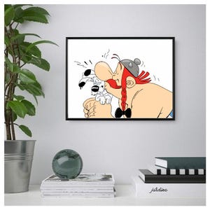 Poster/stampa di Obelix e Idefix, stampa da parete del classico cartone animato Asterix, arte da parete stampabile, download digitale immediato. Regalo unico.