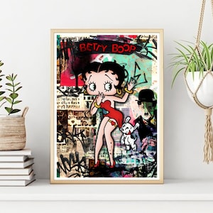 Betty Boop Graffiti Poster/Print, Classic Cartoon Character Poster, Betty Boop Wall Art, Printable Instant Digital Download. Unique Gift.