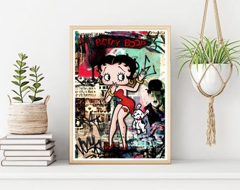 Betty Boop Graffiti Art Print: Classic Cartoon Poster (Digital Download)