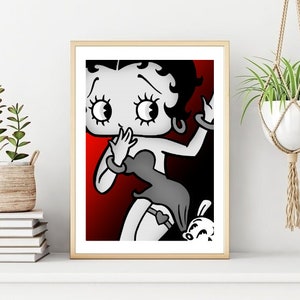 Betty Boop Poster, Betty Boop Print, Vintage Betty Boop Wall Print, Printable Cartoon Character Wall Art, Digital Download Unique Gift.