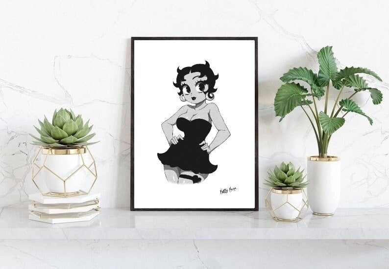 Betty Boop Poster/print, Cartoon Wall Print, Betty Boop Printable Wall ...
