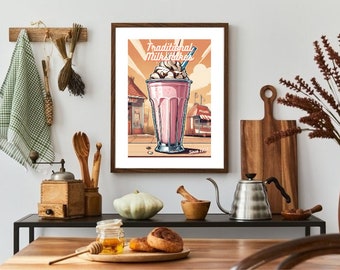 Impresión de batido retro: Arte mural de cocina de los años 50 (descarga digital)