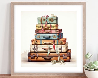 Retro Koffer Druck: Minimalistisches Reise Poster (Digitaler Download) Einzigartiges Last Minute Geschenk. Digitale Kunst