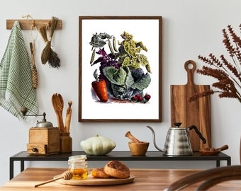 Vintage Vegetable Print, Kitchen Wall Print, Instant Digital Download, Printable Vegetable Wall Art, Home Printable, Downloadable Art Print.