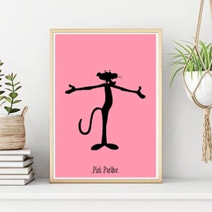 Pink Panther Poster/Druck, klassischer Charakter Wanddruck, druckbare Wandkunst, sofortiger digitaler Download. Einzigartiges Geschenk.Last Minute Geschenk