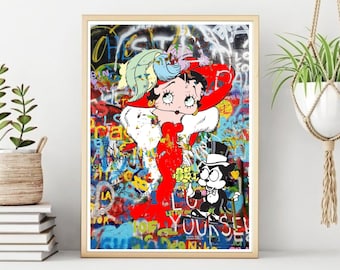 Betty Boop Graffiti Art Print: Classic Cartoon Poster (Digital Download)