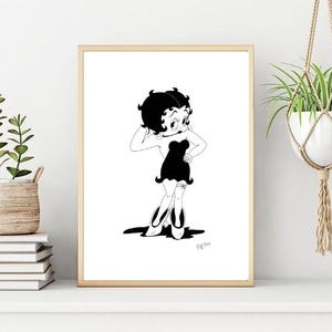 Betty Boop Poster/Print, Minimalist Betty Boop Wall Print, Printable Wall Art, Instant Digital Download Print. Unique Last Minute Gift.