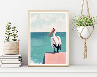Pelican Seabird Art Print: Coastal Wall Decor (Digital Download)