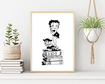 Betty Boop and Bimbo Minimalist Art Print (Digital Download)