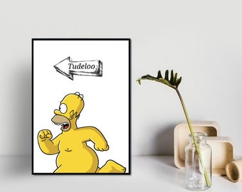 The Simpsons Bathroom Print: Homer Simpson, Tudeloo Sign (Digital Download)