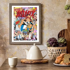 Asterix und Obelix Cartoon Comicfigur Graffiti Poster/Print, druckbare Wandkunst, sofortiger digitaler Download. Einzigartiges Geschenk.Last Minute Geschenk