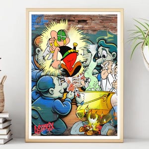 Asterix & Getafix Graffiti Poster/Print, Printable Wall Art, Instant Digital Download. Unique Gift.Last Minute Gift