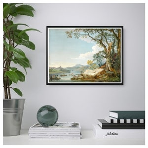 Printable Wall Art for Cottages or Farmhouses, Landscape Painting, Antique River Wall Print, Fine Art Print, Instant Digital Download.