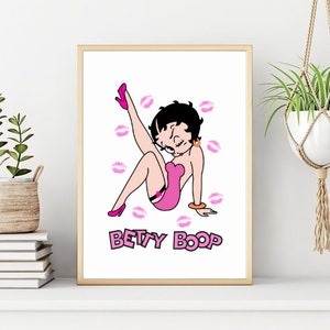 Betty Boop Pink Poster, Betty Boop Print, Vintage Betty Boop Wall Print, Instant Printable Wall Art, Digital Download. Unique Gift.