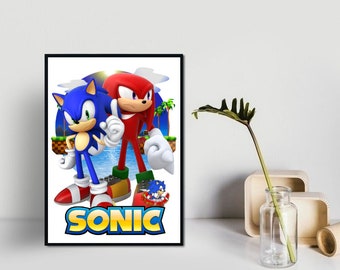 Video Game Art, Sonic Print, Retro Video game Wall Print, Sonic The Hedgehog Poster, Printable Wall Art, Instant Download. Unique Gift.