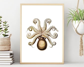 Octopus Print: Aquatic Oceanic Wall Art (Digital Download)