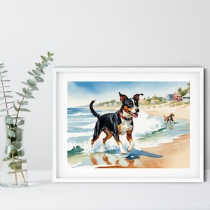 Dogs on the Beach Wall Print/Poster, Printable Wall Art, Instant Digital Download, Home Decor, Unique Gift.Last Minute Gift
