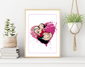 Popeye & Olive Oyl Poster: Classic Cartoon Print (Digital Download)