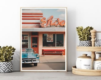 Retro Diner Cadillac Print: Amerikanische Küche Wandkunst (Digitaler Download)