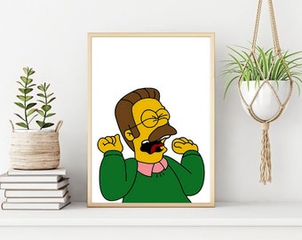 The Simpsons Ned Flanders Art Print: Classic Simpsons Cartoon (Digital Download)