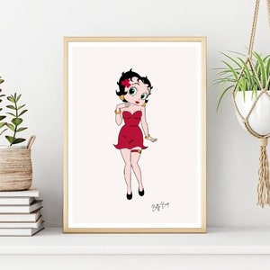 Betty Boop Poster, Betty Boop Print, Vintage Betty Boop Wall Print, Instant Printable Wall Art, Digital Download. Unique Gift.