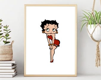 Betty Boop Poster: Vintage Cartoon Wall Art (Digital Download, 12x16 inch JPG File)