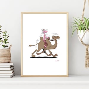Pink Panther Posterdruck, klassischer Charakter Wanddruck, druckbare Wandkunst, sofortiger digitaler Download. Einzigartiges Geschenk.Last Minute Geschenk