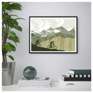 Cycling Print/Poster, Mountain Bike Wall Art, Cycle Wall Print, Printable Wall Art, Instant Digital Download. Unique Gift.Last Minute Gift