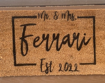 Personalized Name Doormat | Wedding Doormat |  Custom Doormat | Wedding Gift | Anniversary Gift | Home Decor