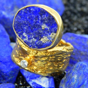 Blue Stone Gold Ring Etsy Ireland