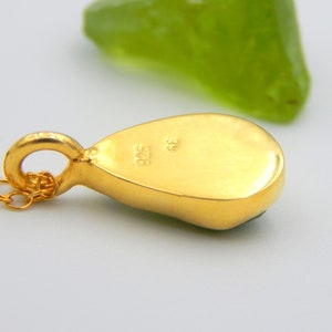 Handmade Raw Green Peridot Pendant: 18k Gold Plated Sterling Silver August Birthstone Necklace image 10