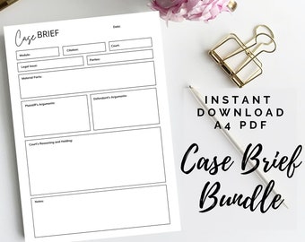 Law School - Case Brief Bundle Template PDF Printable, Law Student Template, Legal Case Brief