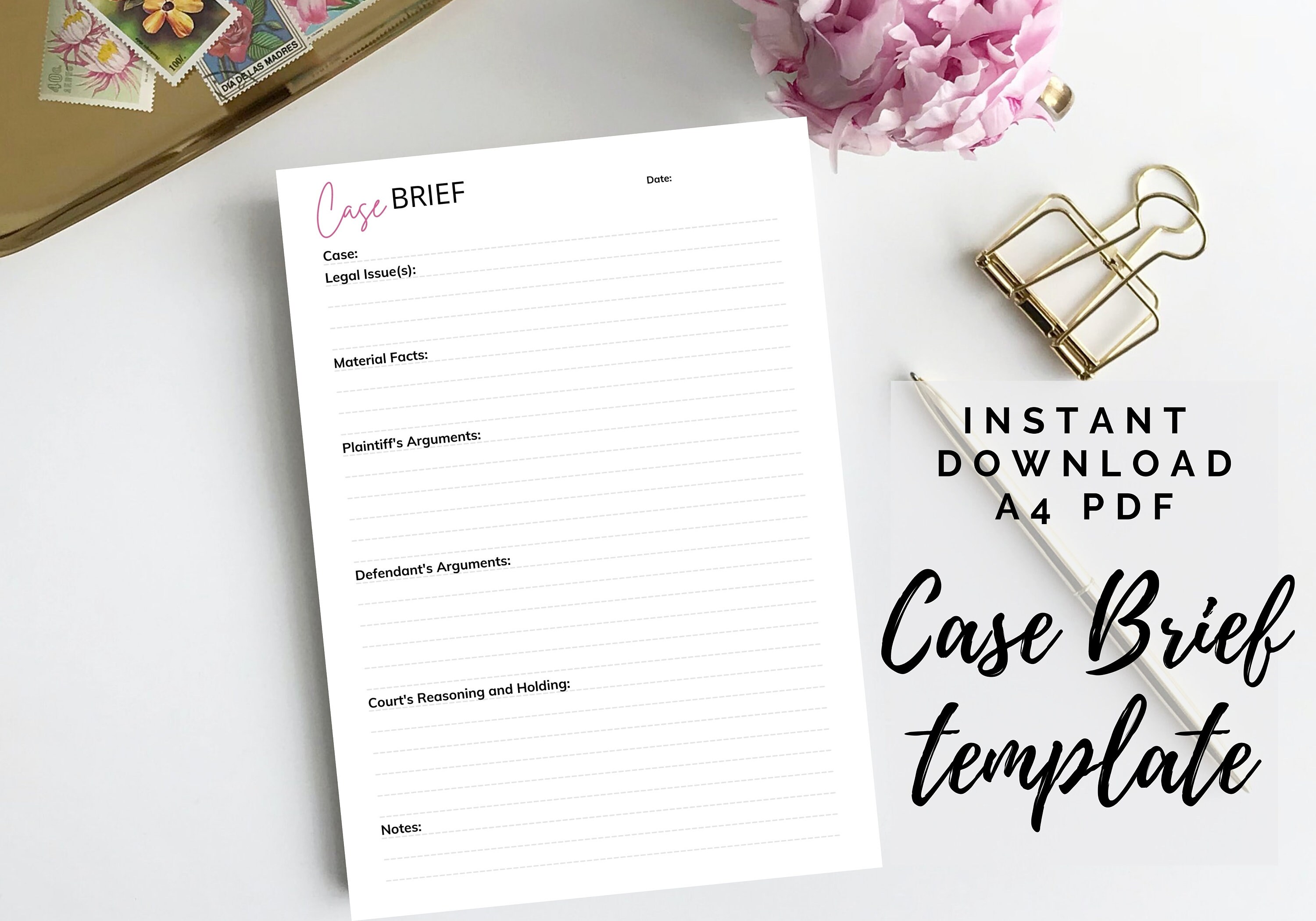 Law School Case Brief Template PDF Printable Law Student Etsy UK