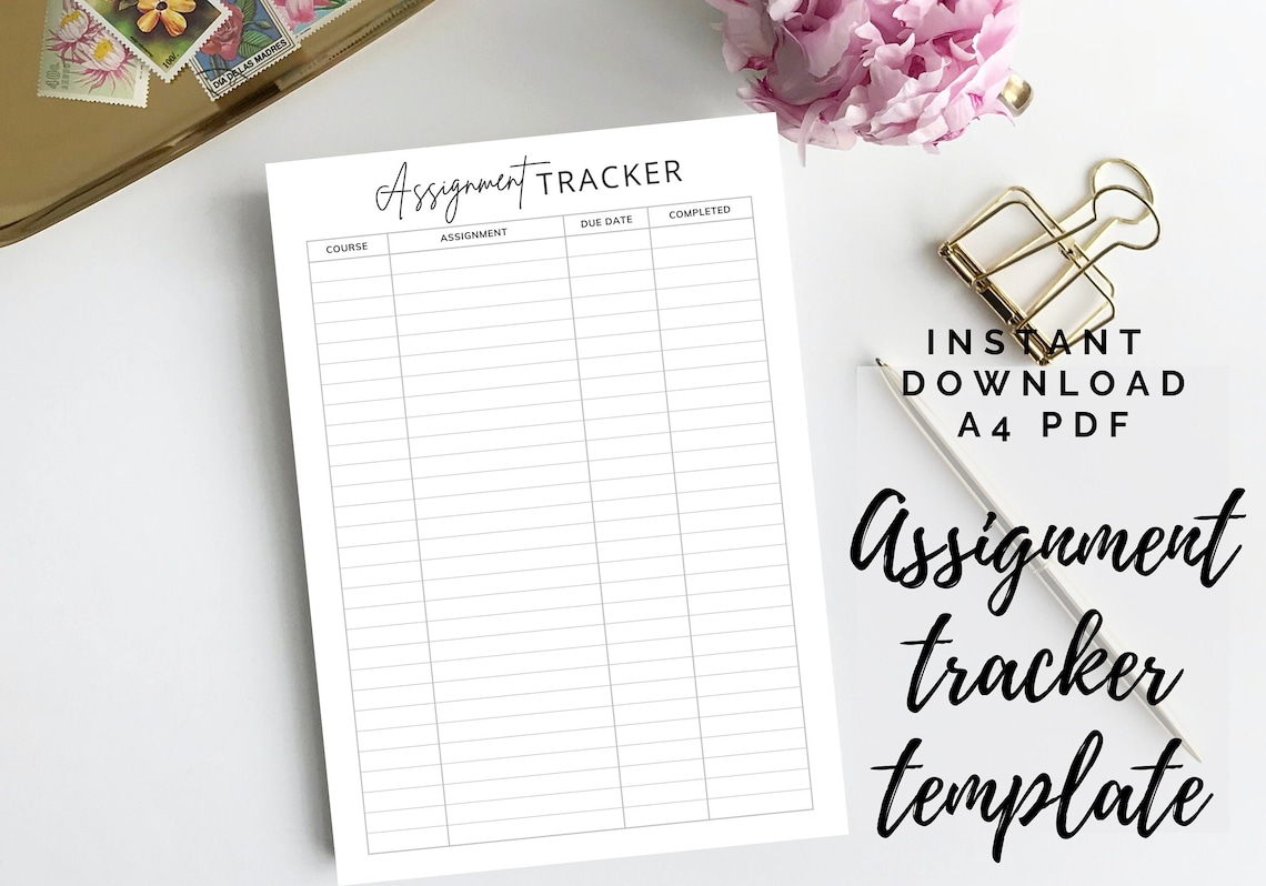 assignment tracker free printable