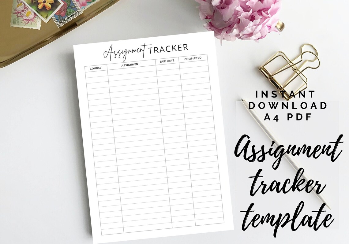 assignment tracker free printable