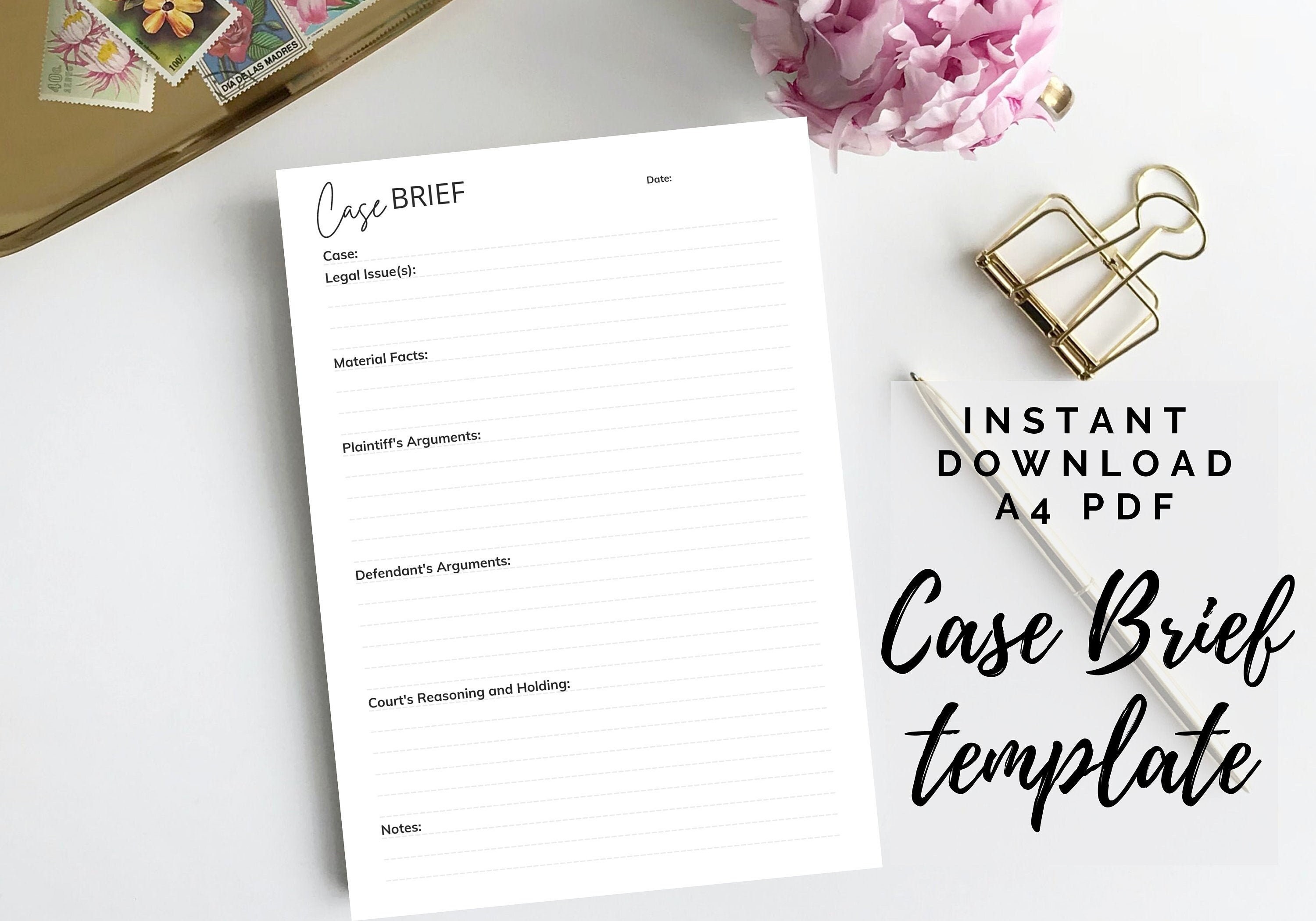 Law School Case Brief Template PDF Printable Law Student Etsy
