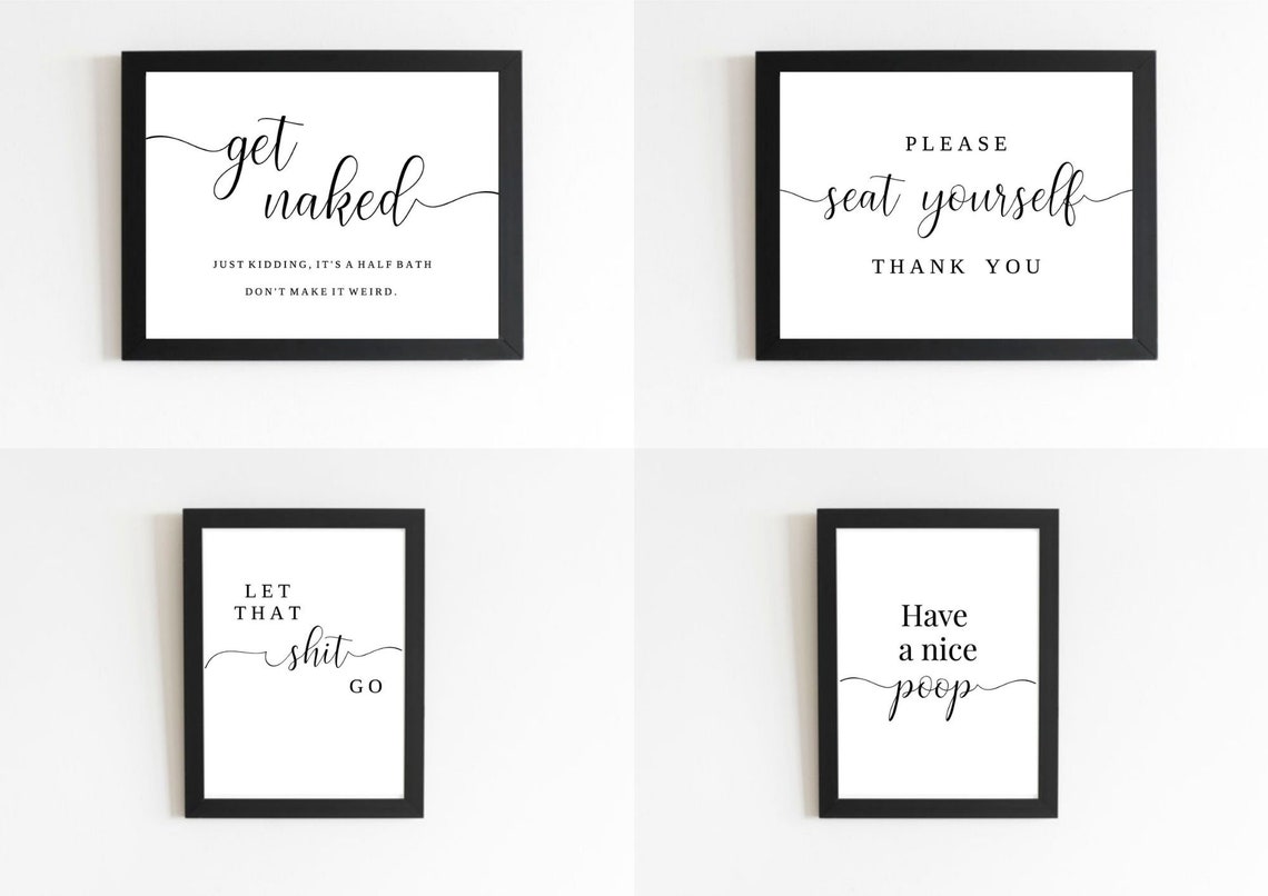 Badezimmer Humor Bundle bekommen nackte Badezimmer Zeichen | Etsy