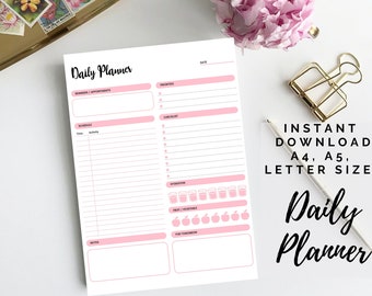 Daily Planner, Printable Planner, Daily Schedule, Daily Organizer, School Planner, To-Do List, Planner Printable, A4 A5 & Letter Sizes