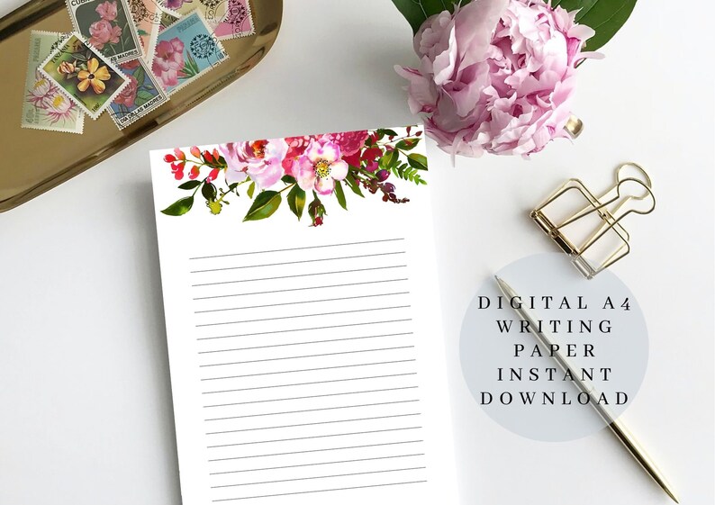Digital Notepad Printable Stationery Writing Paper Letterhead Etsy
