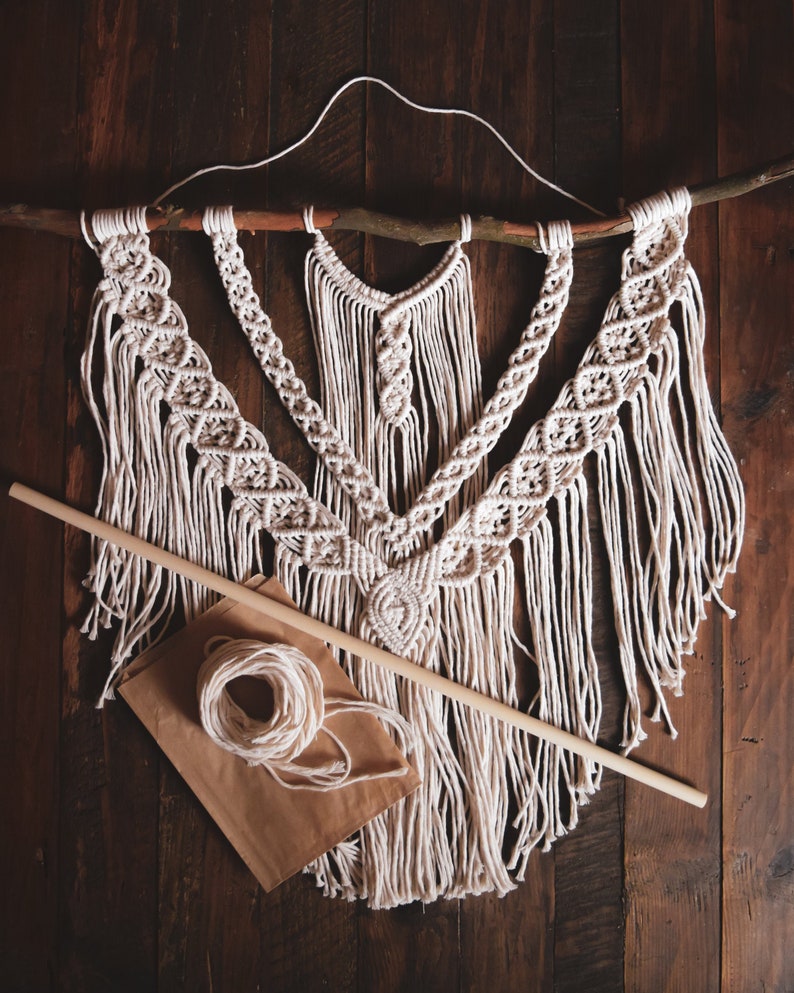 Macrame Kit KIT for Large Macrame Wall Hanging Macrame DIY Macrame Patterns Beginner Macrame Kit image 1