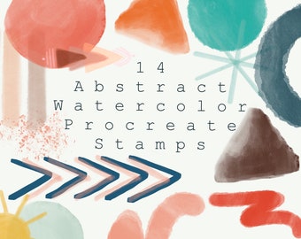 Hand Drawn Abstract Watercolor Stamp Set || Digital Stickers || Procreate Instant Download || Clip Art