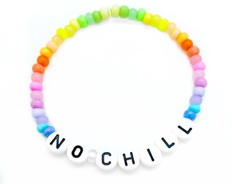 Neon Rainbow Custom Word Bracelet, Saying Bracelet, Word Bracelet, Seed Beads, Filthy Mouth Brooklyn