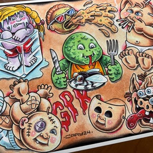 Garbage Pail Kids GPK tattoo flash painting PRINT