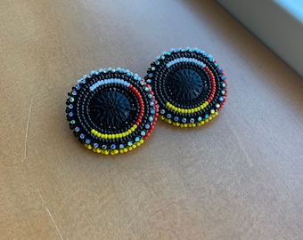 Native American Beaded Medicine Wheel Earrings