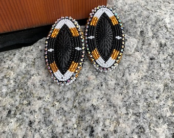 Native American Diamond Shaped Beaded Earrings