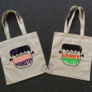 Halloween Candy Monster Tote Bag Personalized | Trick or Treat | Candy Bag | CUSTOM