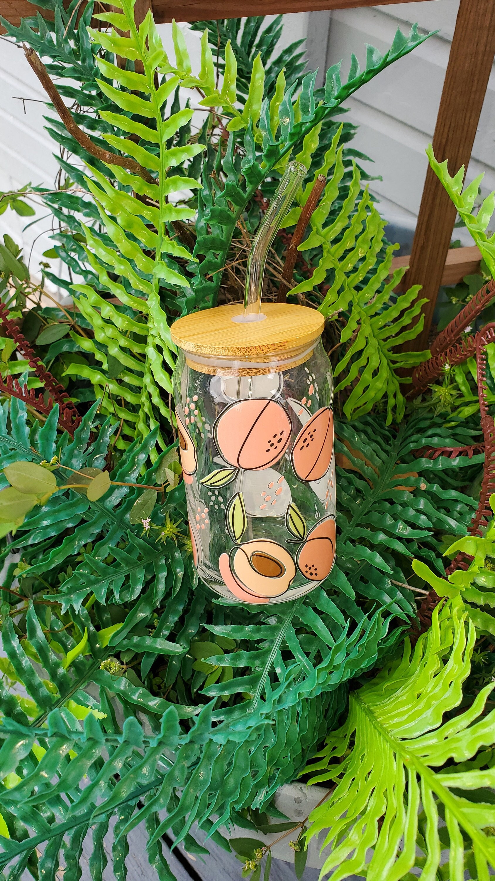 Peaches | 16 oz. | Glass Can | Daisies | Spring | Summer | Fruit